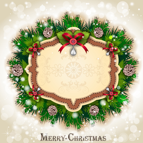 Pine needles frame christmas background 04