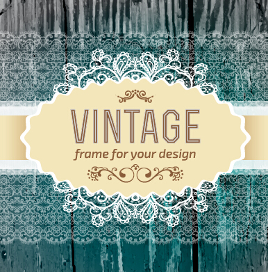 wooden Retro font lace background vector background 