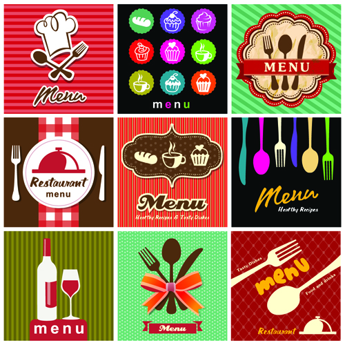 Retro Menu with labels vector 01