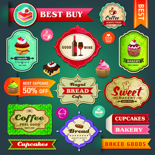 Retro Menu with labels vector 02