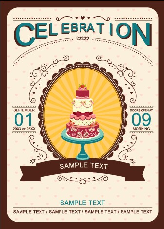 Romantic wedding invitation card creative vector 02