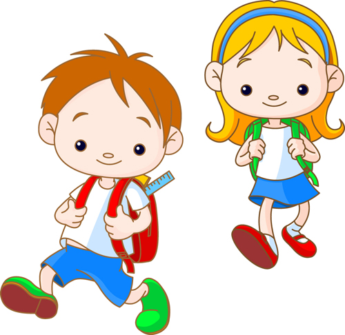 Set of Cute School children design vector material 05