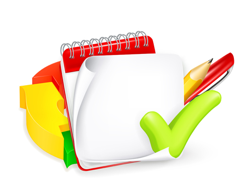 School elements and paper design vector 01