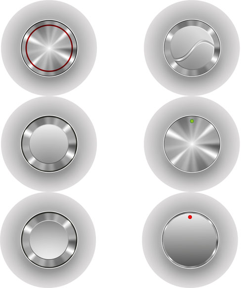 Silver metal player button vector material