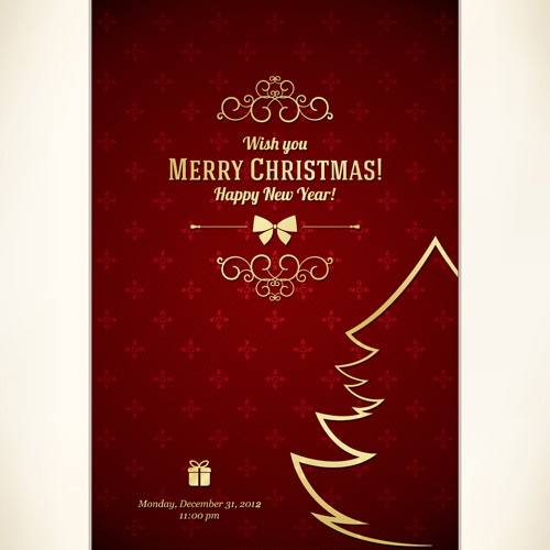 Vintage 2014 christmas background design vector 06
