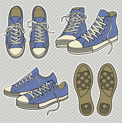 Vintage canvas shoes design elements