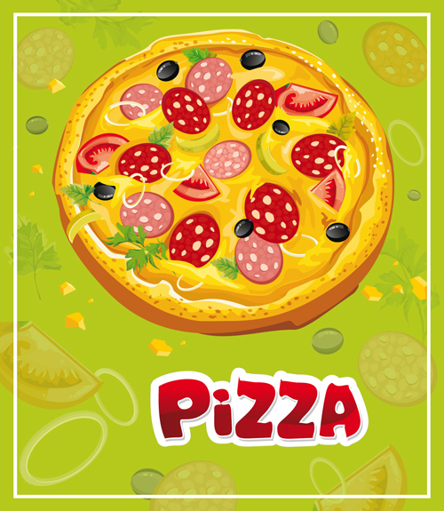 Vintage pizza slices poster vectors material