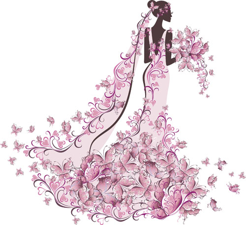 Set of Romantic Wedding vector background 05