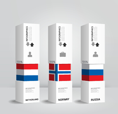 World flags with infographics design vector 04