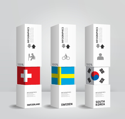 lags with infographics design vector 05 World flags with infographics design vector 05