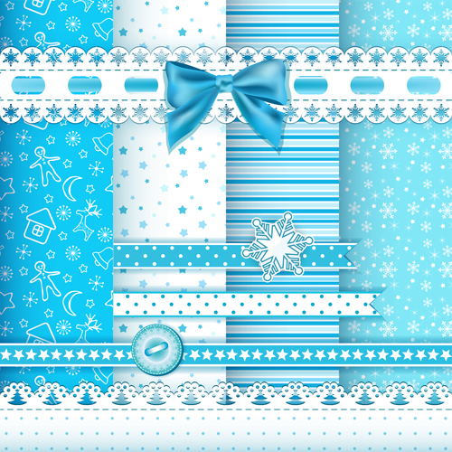 Xmas lace ornaments elements vector 02