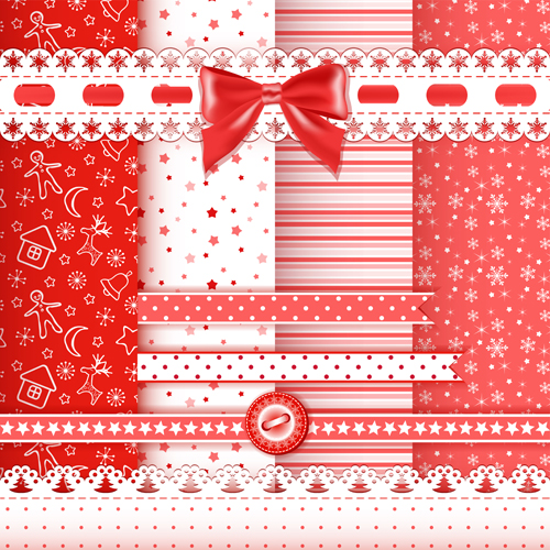 Xmas lace ornaments elements vector 03