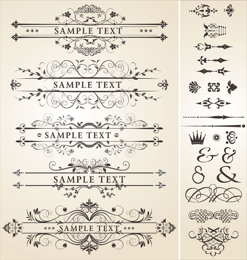 Vintage Royal ornaments design elements vector 04