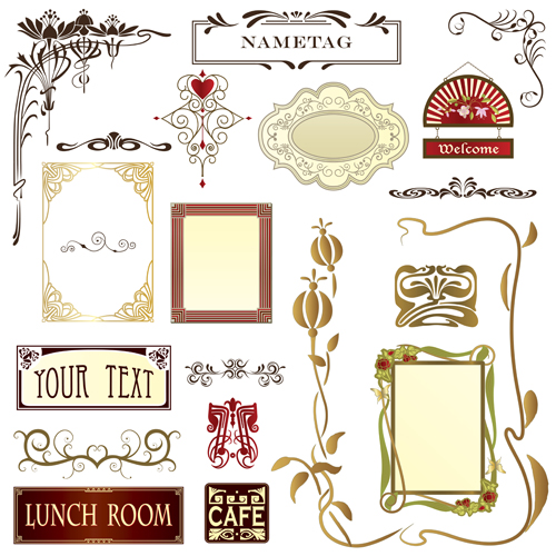 Vintage Royal ornaments design elements vector 05