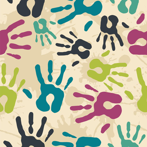 Colorful Hand prints design vector set 01