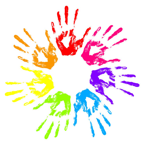Colorful Hand prints design vector set 02