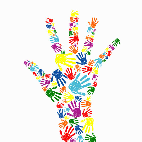 Colorful Hand prints design vector set 03