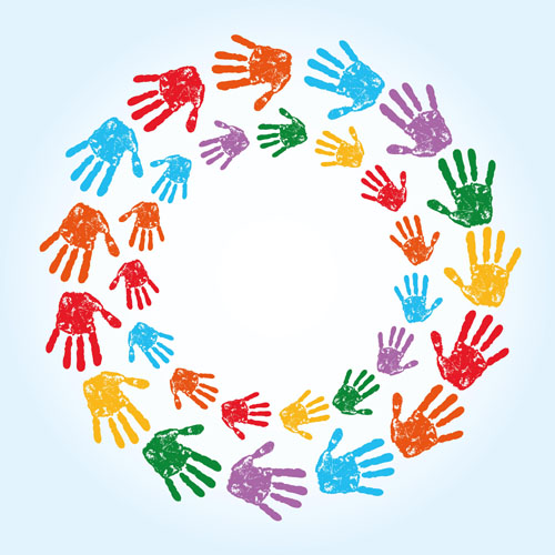 Colorful Hand prints design vector set 04