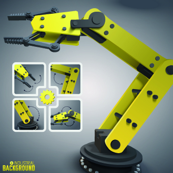 Vector robotic arm industrial background set 05