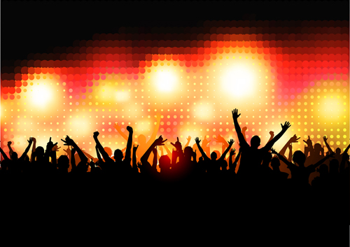 Set of People at a party Silhouettes vector 01