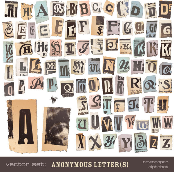 Tear paper font vector set 03
