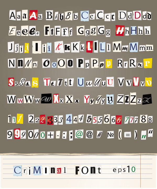 Tear paper font vector set 04