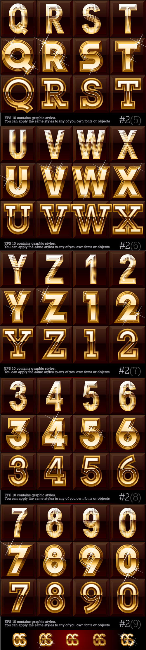 Gold color Letter & Digital vector 02