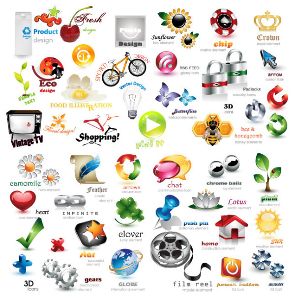 3D icon set vector