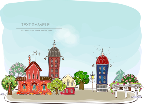 cartoon city Buildings vecotr 02