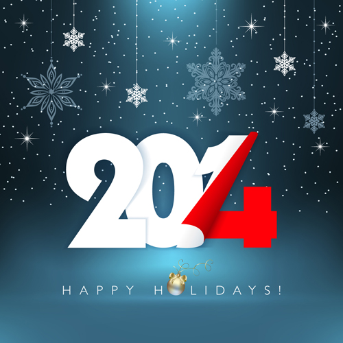 Creative 2014 New Year vector background set 04
