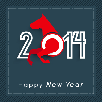 Retro 2014 horse year design vector background 01