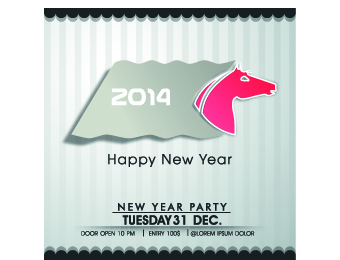 vector background Retro font horse background 2014 