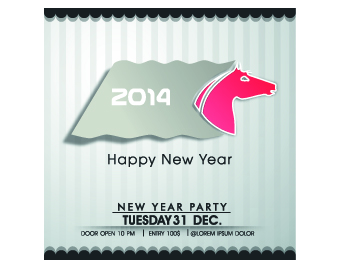 Retro 2014 horse year design vector background 02