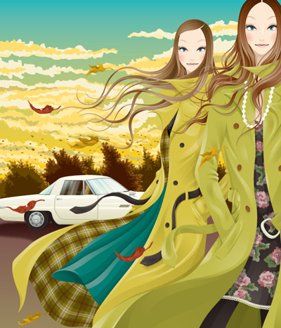 European hair beautiful girl Vector