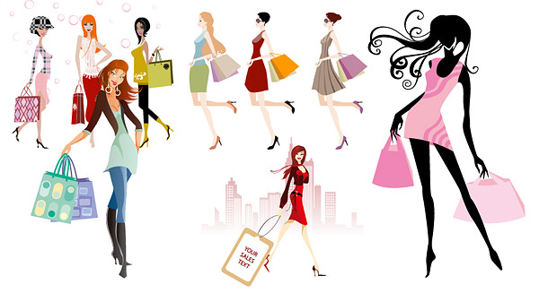 Fashion shopping girl Vector