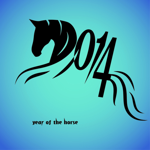Abstract Horse 2014 New Year Background Vector 01