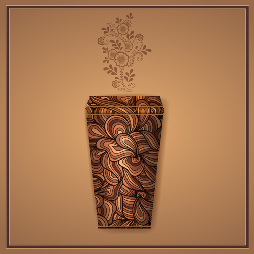 Art Pattern with coffee card vector 02