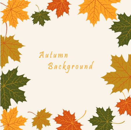 Autumn leaves vintage art background vector 01