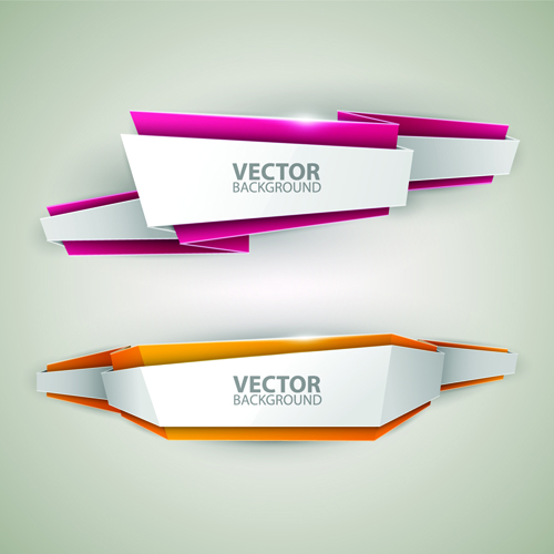 Shiny origami banners vector material 02