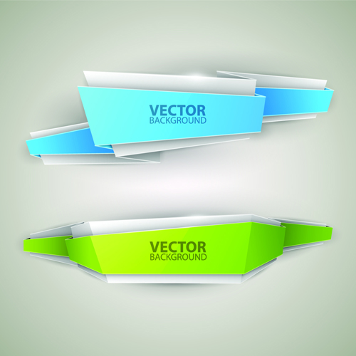 Shiny origami banners vector material 04