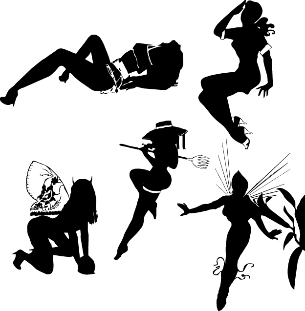 Beautiful girls silhouette design vector material 07