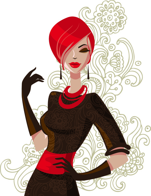 Beautiful of Fashion Girls vector graphic 04