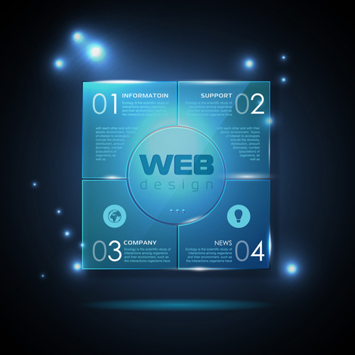 Blue web infographics template design vector 01