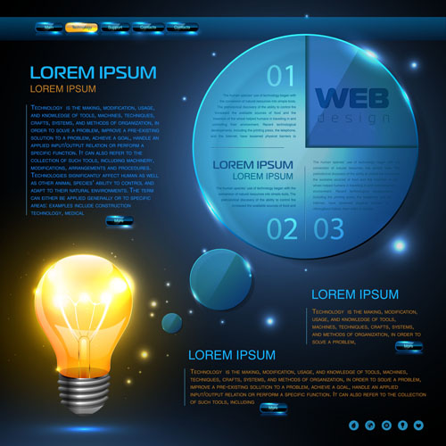 fographics template design vector 07 Blue web infographics template design vector 07