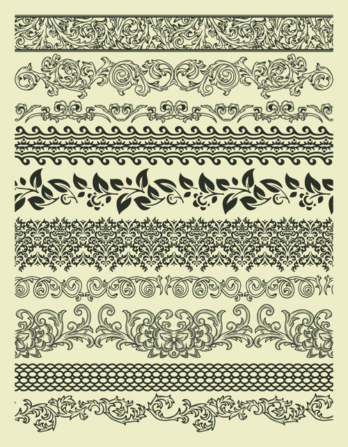 Retro lace Borders vector set 03