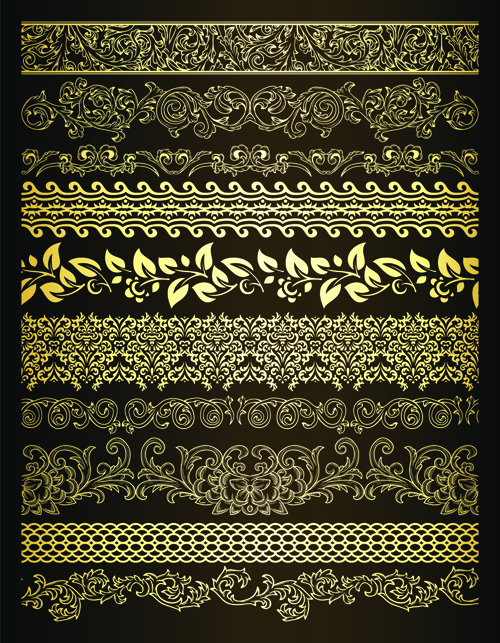 Retro lace Borders vector set 04