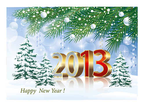 Bright 2013 New Year design vector material 02