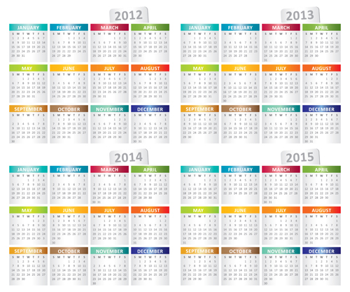 Set of 2013 2018 Calendars template vector graphic 05