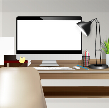 Computer desks and computer home studio vector 07