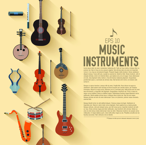 music instruments creative background vector background 